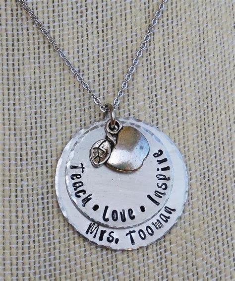Personalized Hand Stamped Teacher Appreciation Necklace Teach Love