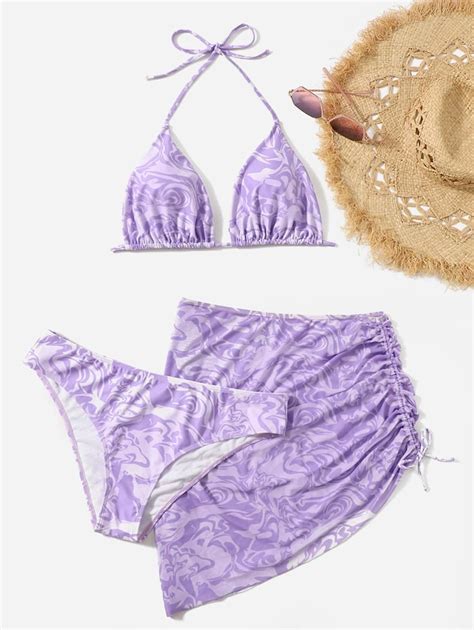 Shein Swim Curve Summer Beach Plus Size Fluid Halter Triangle Bikini