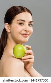 Brunette Nude Woman Holding Green Apple Stock Photo Shutterstock