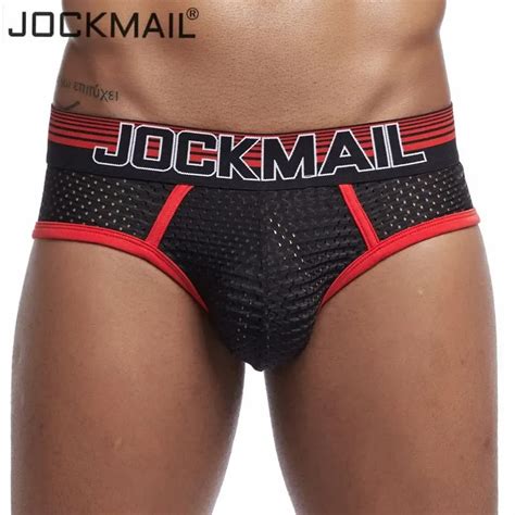 Jockmail New Mesh Sexy Men Underwear Ice Silk Men Briefs Breathable Slip Bikini Gay Male Panties