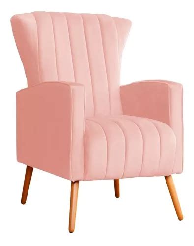 Poltrona Decor Amamenta Melinda Quarto Sala Veludo Rosa Nude