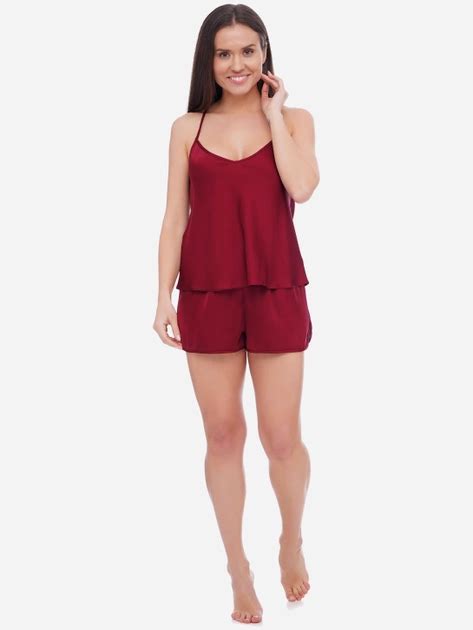 Пижама майка шорты женская шелковая Martelle Lingerie М 306 шелк 36 S Вишневая MAR306017S