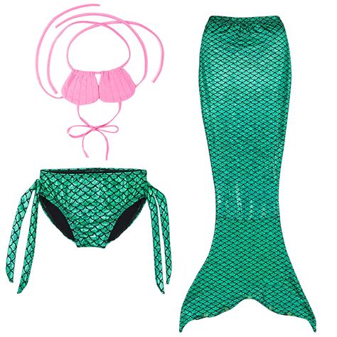 Kiijoy Girls Bikini Set With Fish Tail Skirt Swimsuit Beach Pool Bathing Suit Piece Sizes