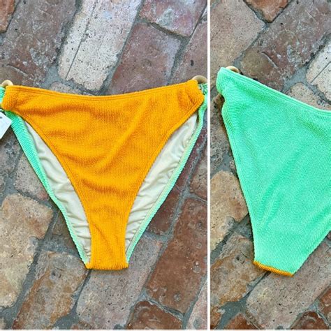 Beach Joy Swim Beach Joy Neon Green Orange High Leg Bikini Bottom Poshmark