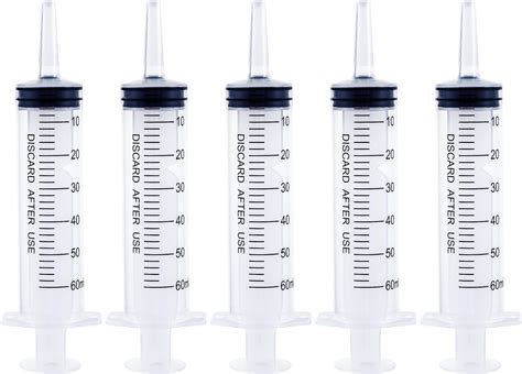 Amazon.com: 5 Pack 60ml Plastic Syringe Individually Sealed with Caps