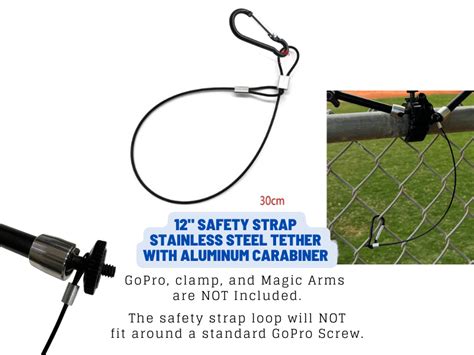 safety strap stainless steel tether  aluminum carabiner