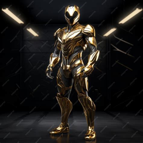 Golden Costume Futuristic Scifi Aesthetic For Superheroes | Premium AI