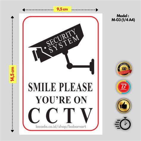 STICKER STIKER CCTV UKURAN 1 4 A4 BAHAN VINYL HIGH QUALITY LAMINASI