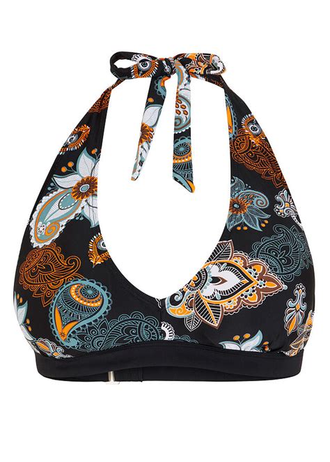 Biustonosz bikini z ramiączkami wiązanymi na szyi z poliamidu z recyklingu cena 59 99 zł