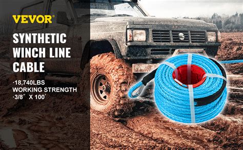 Vevor Synthetic Winch Rope 38in X 100ft Winch Line Cable With G70