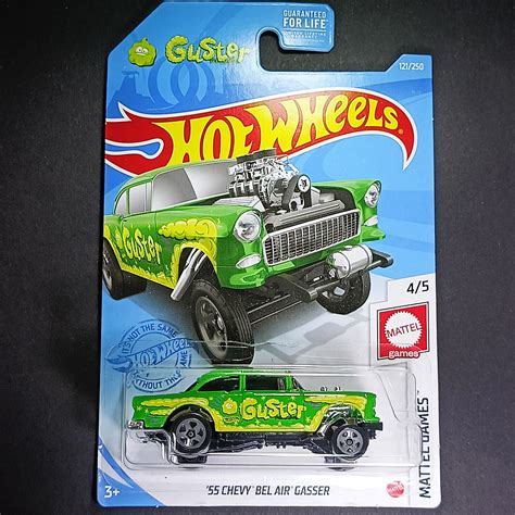 Hot Wheels 55 Chevy Bel Air Gasser Guster Mattel Games Collectible Model Car Miniature Gift