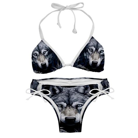 Wolf Chic Bikini Set With Detachable Sponge Adjustable Strap Pack