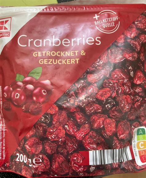 Cranberries Getrocknet Gezuckert K Classic Kalorie Kj I Warto Ci