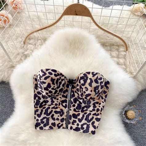 Ins Sweet Hot Top Leopard Print Breast Sling Design Bra Bra And Sexy Price