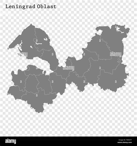 high quality map leningrad oblast region russia borders districts stock