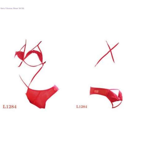 Jual L Baju Tidur Lingerie Teddy Bodysuit Dress Tali Silang Merah Transparan Open Cup Open