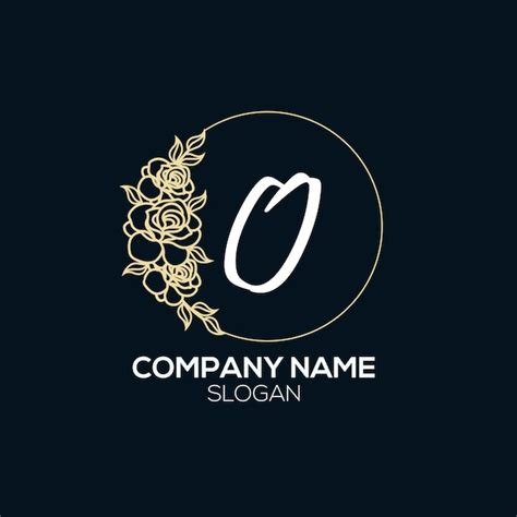 Logotipo Circle Nature Rose Luxury Letter O Ornamento Floral Do