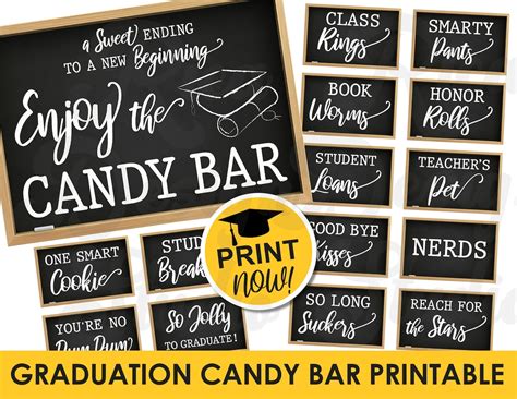 Graduation Candy Bar Signs Printable 2024 Grad Party Decoration For