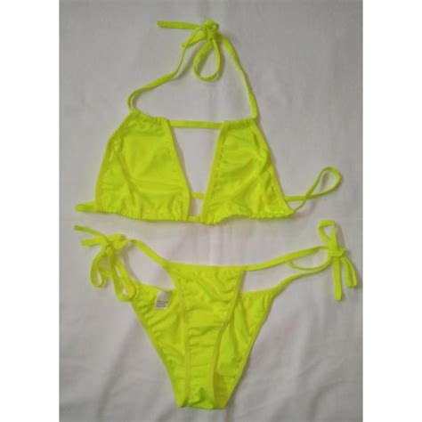 Sandy S Sexy Bikini Strap Halter Swimwear Woman Swimsuit Solid Push Up Neon Bikinis Set