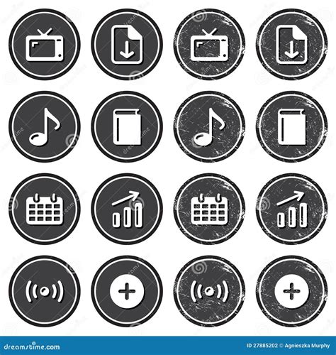 Website Navigation Icons on Retro Labels Set Stock Illustration ...