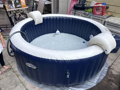 Intex PureSpa Plus 6 Person Inflatable Round Hot Tub Set With 170 AirJets Blue Macy S