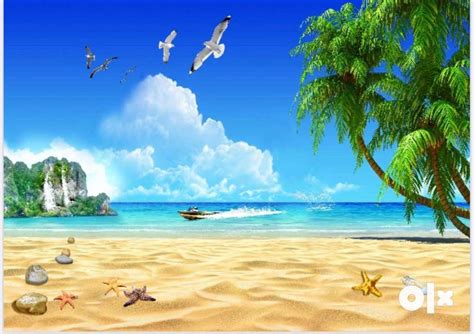 3d Customized Wallpaper Gambar Pantai Dan Pohon Kelapa 1000x706