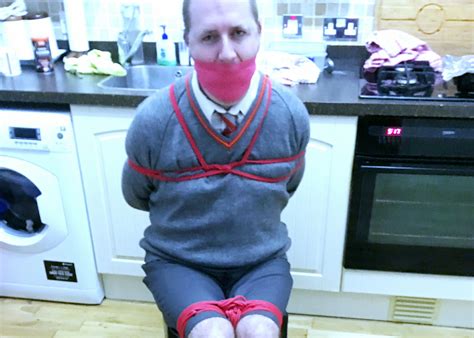 Man Dressed In Adult School Uniform Bound And Gagged Trying To Escape Part BBW DominationBBW