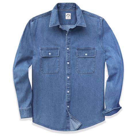 Dubinik® Mens Long Sleeve Denim Shirt 100 Cotton Regular Fit