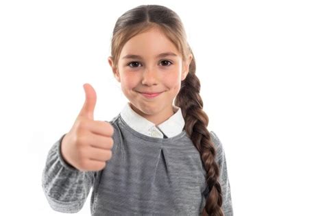 Happy School Kid Giving Thumbs Up Isolated On White Background