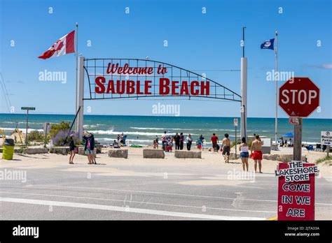 Welcome To Sauble Beach Sign At The Entrance To The Beach On Lake Huron