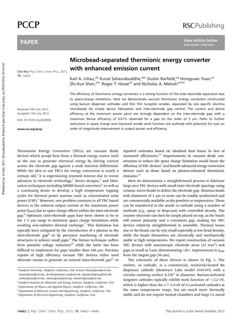 Microbead Separated Thermionic Energy Converter With Enhanced Emission