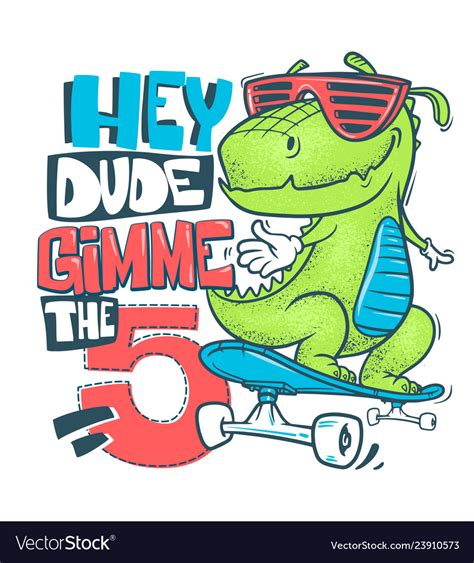 Skateboard Dinosaur Urban T Shirt Print Design Vector Image