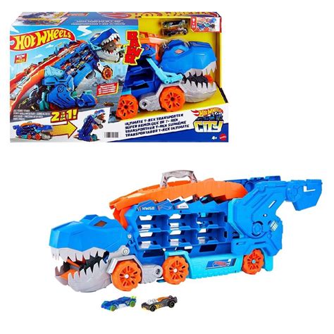Pista de juguete Hot Wheels City Súper Remolque de T Rex Bodega