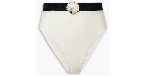 Patbo Seashell Embellished Two Tone Stretch Bikini Briefs In Black Lyst