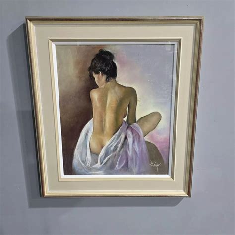 Oil Painting Seated Nude Domingo Alvarez Gomez Spain 1942 In Antique Drawings