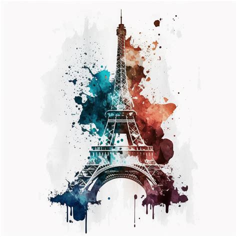 Eiffel Tower Watercolour Style Clipart With White Background Clip Art