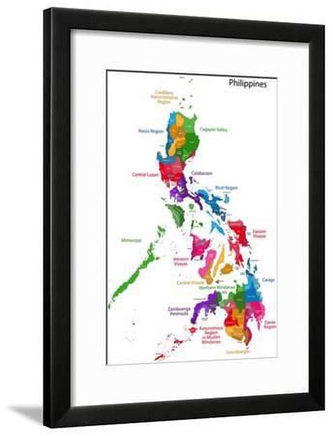 Map Of Republic Of The Philippines With Eighty Provinces Framed Art