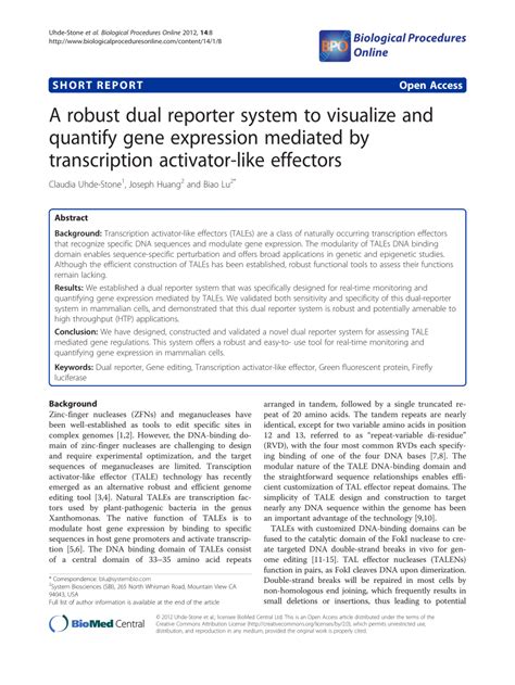 (PDF) A robust dual reporter system to visualize and quantify gene ...