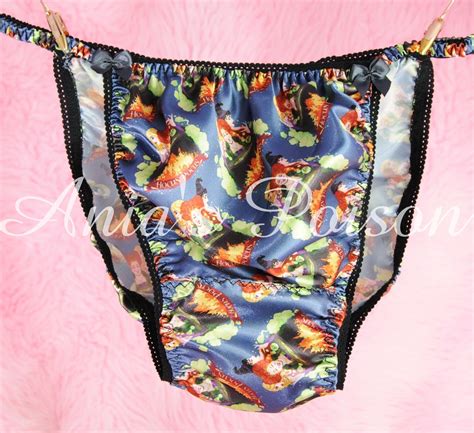 Anias Poison Hocus Pocus Witches Halloween Print Super Rare Polyester SATIN String Bikini