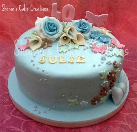 Light Blue Floral Birthday Cake