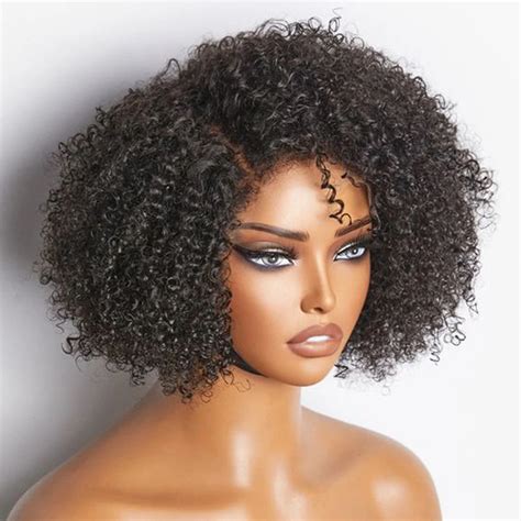 Perruque Bob Lace Wig Br Silienne Naturelle Cheveux Cr Pus Boucl S Afro