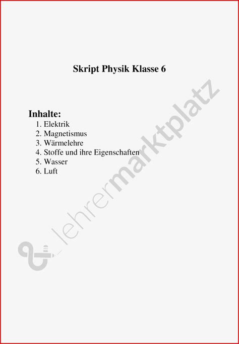 Physik Arbeitsblätter Klasse 6 Worksheets - Kostenlose Arbeitsblätter ...