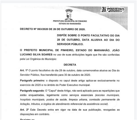 Gustavo Direto De Pinheiro Novo Decreto Da Prefeitura De Pinheiro