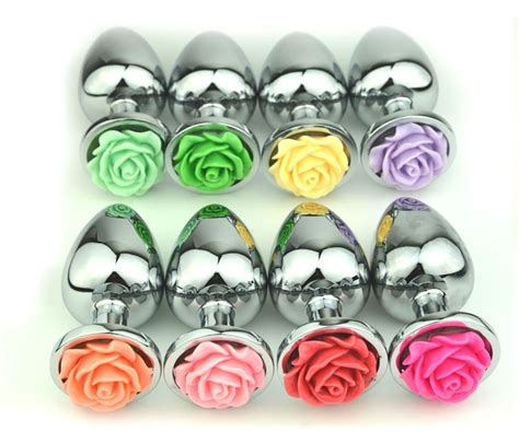 Small Middle Big Sizes Stainless Steel Metal Flower Anal Plug With Diamonds Anal Dildo Sex Toys