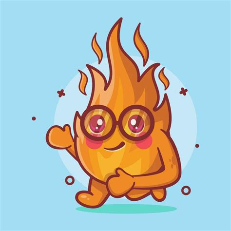 cheerful fire flame character mascot running isolated cartoon in flat ...