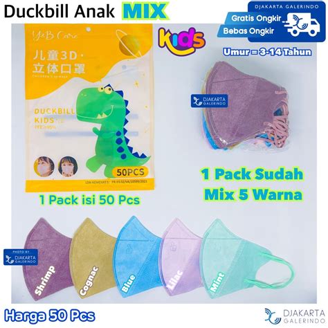 Jual Masker Duckbill Anak Mix Warna Y B Care Original Isi 50Pcs