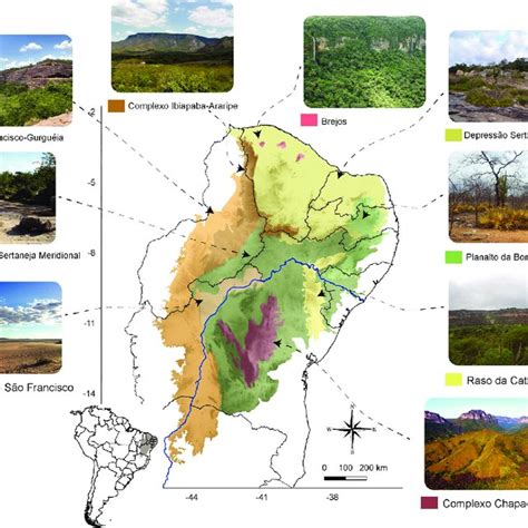 Caatinga map showing the geographic location and coverage of the study... | Download Scientific ...