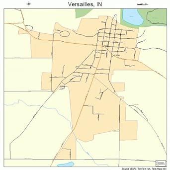 Large Street Road Map Of Versailles Indiana In Printed Poster Size