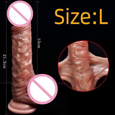 Realistic Sliding Skin Dildo Soft Foreskin Big Penis Silicone Suction Cup Anal Eur