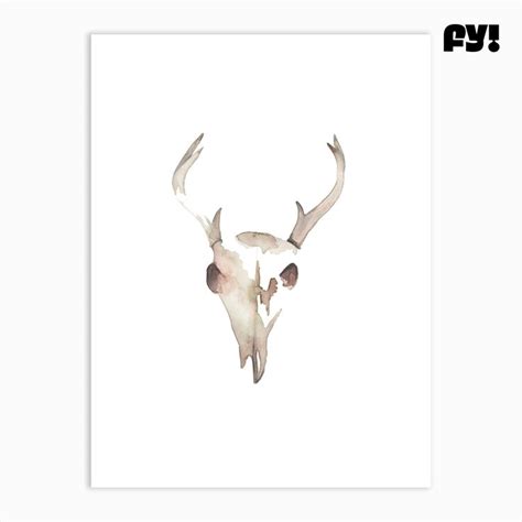 Deer Skull Art Print Deer Skull Art Skull Art Print Skull Art